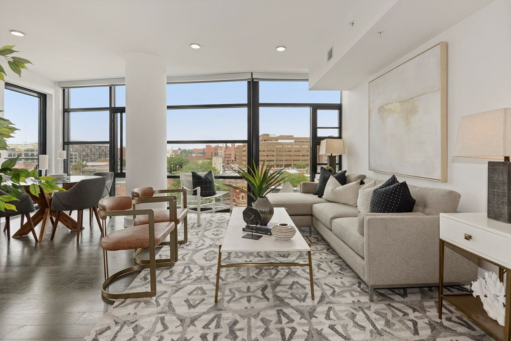 Living Room with floor to ceiling windows