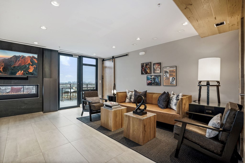 Resident lounge with fireplace