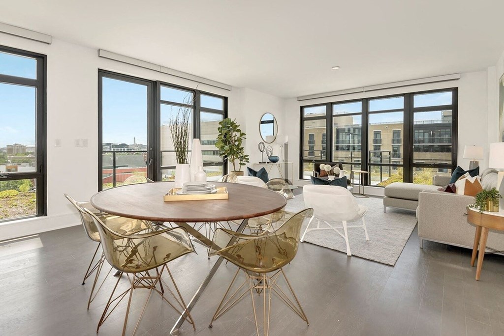 Dining area and living room