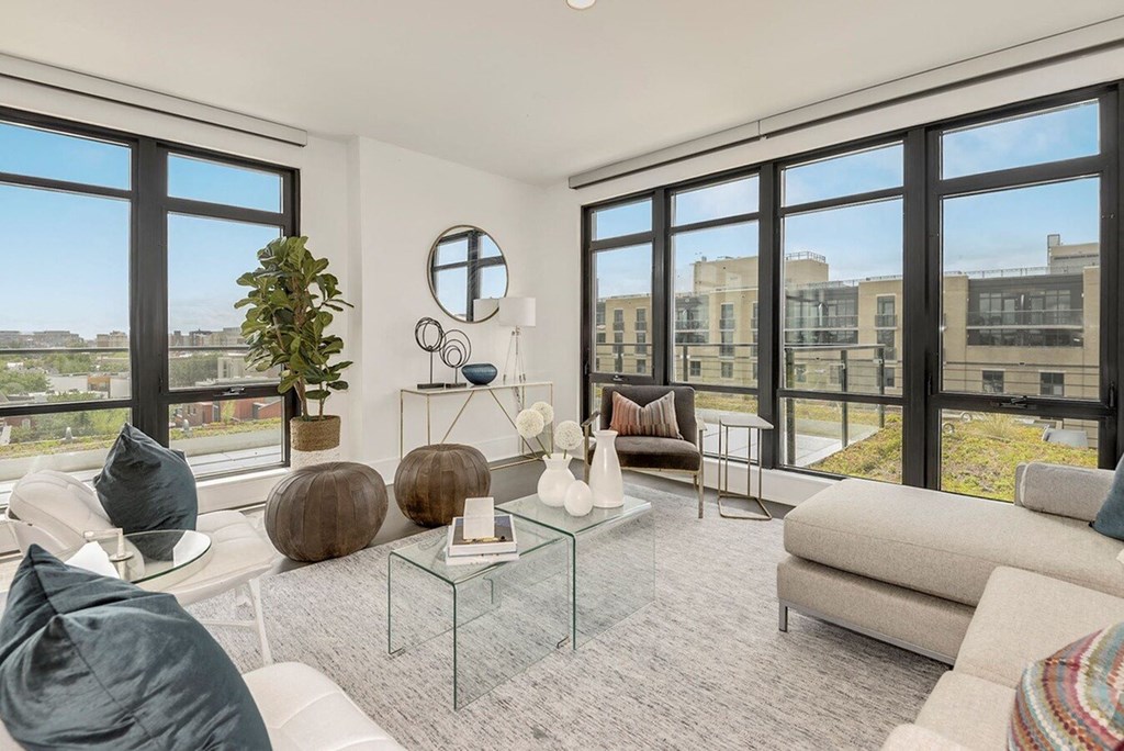 Living Room with floor to ceiling windows