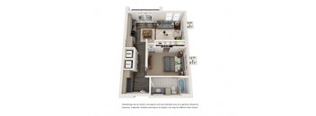 a floor plan is shown with a bedroom and a living room