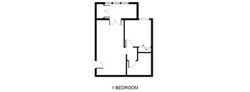 a floor plan of a house with a bedroom and a living room