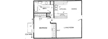 1 bedroom floorplan 693sft