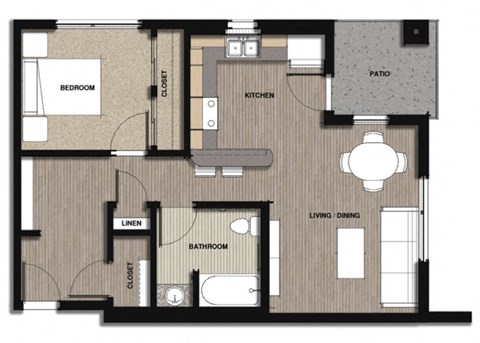 Floor Plan 1 bedroom Type B
