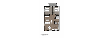 A floor plan of a Huntington Unit Type 5, 2 Bedroom layout.