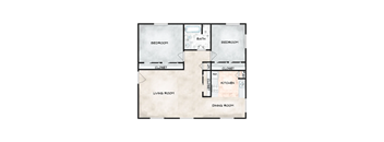 A diagram of a house layout with labeled rooms.