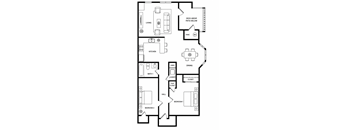 A black and white floor plan of a house with labeled rooms.