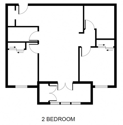 a floor plan of a house with two bedrooms and a living room