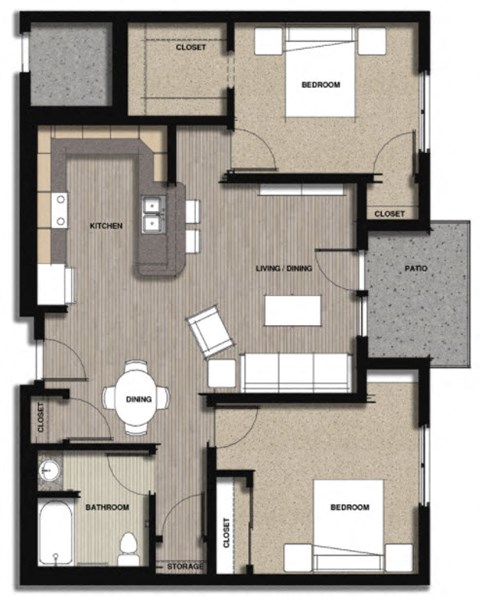 Floor Plan 2 Bedroom Type B