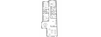 A black and white image of a floor plan for a house.