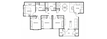 A black and white image of a house floor plan.