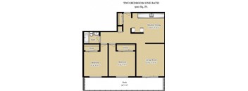 2 Bedroom Floorplan 900sqf