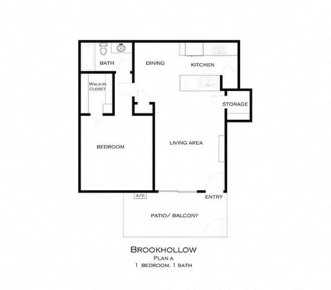 Floor plan 1 bedroom 1 bathroom at Brookhollow Apartments, West Covina , CA 91792