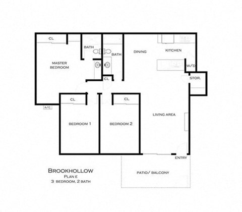Floor plan 3 bedroom 2 bathrooms at Brookhollow Apartments, West Covina ,California, 91792