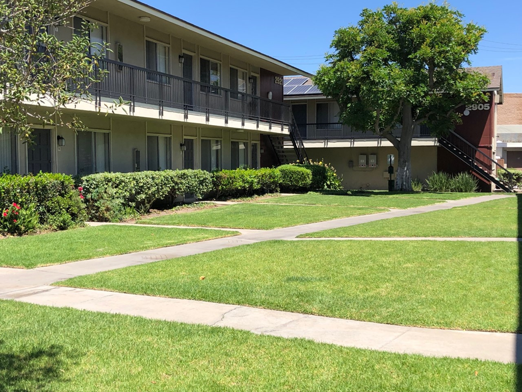 Building Exterior and Grass Area