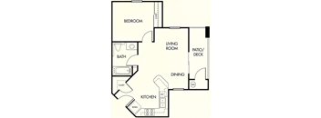 a floor plan of a small house with a kitchen and a living room