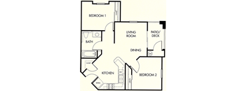 a floor plan of a home with two bedrooms and two bathrooms