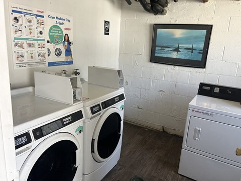 a laundry room with two washes and a washing machine