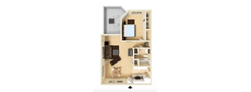 One Bedroom Floorplan - North Building at Oak Park Apartments, California, 91016