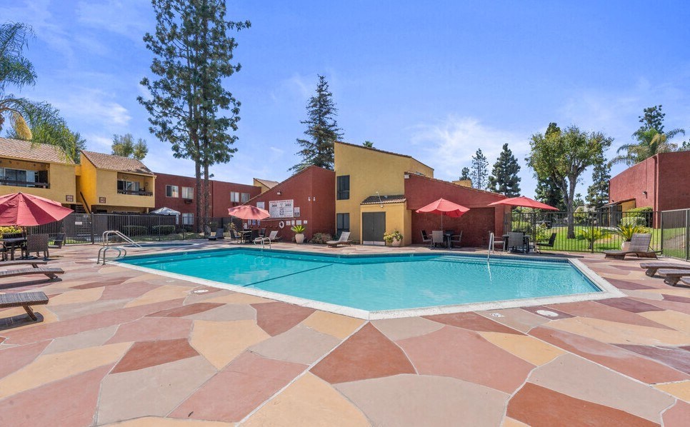 the swimming pool at our apartments at Brookhollow Apartments, West Covina , California
