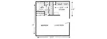 Studio Floorplan 528sft