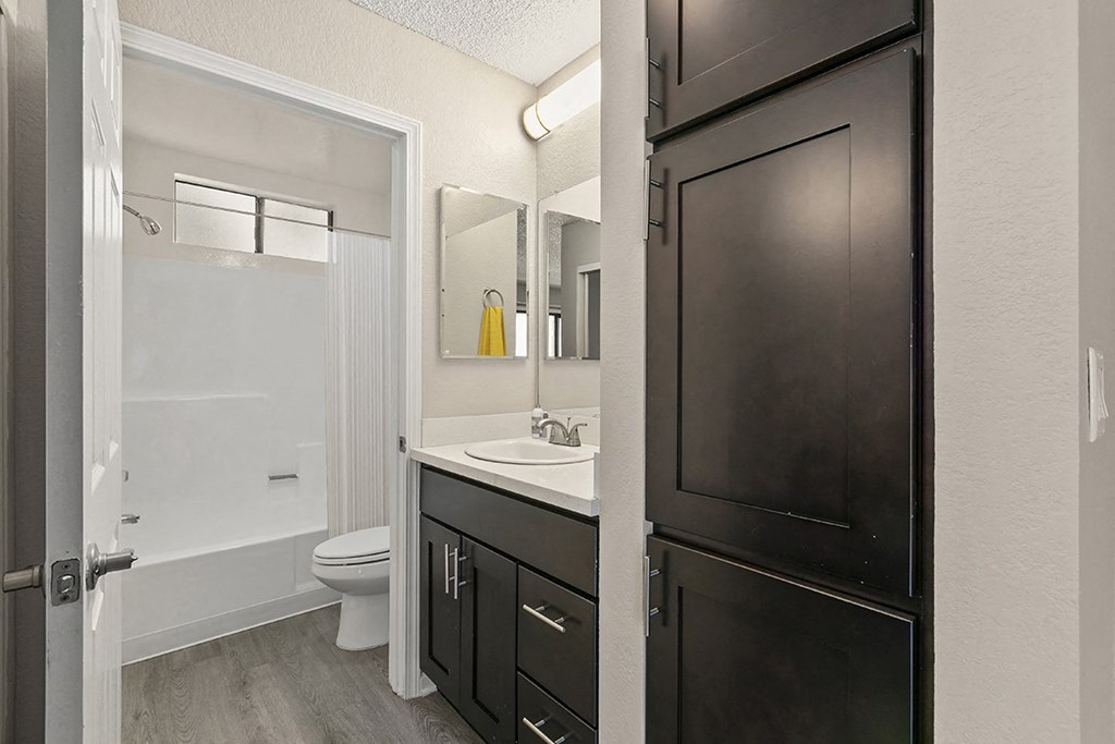 bathroom of studio apartment at Harbor Terrace Apartments, California, 90731