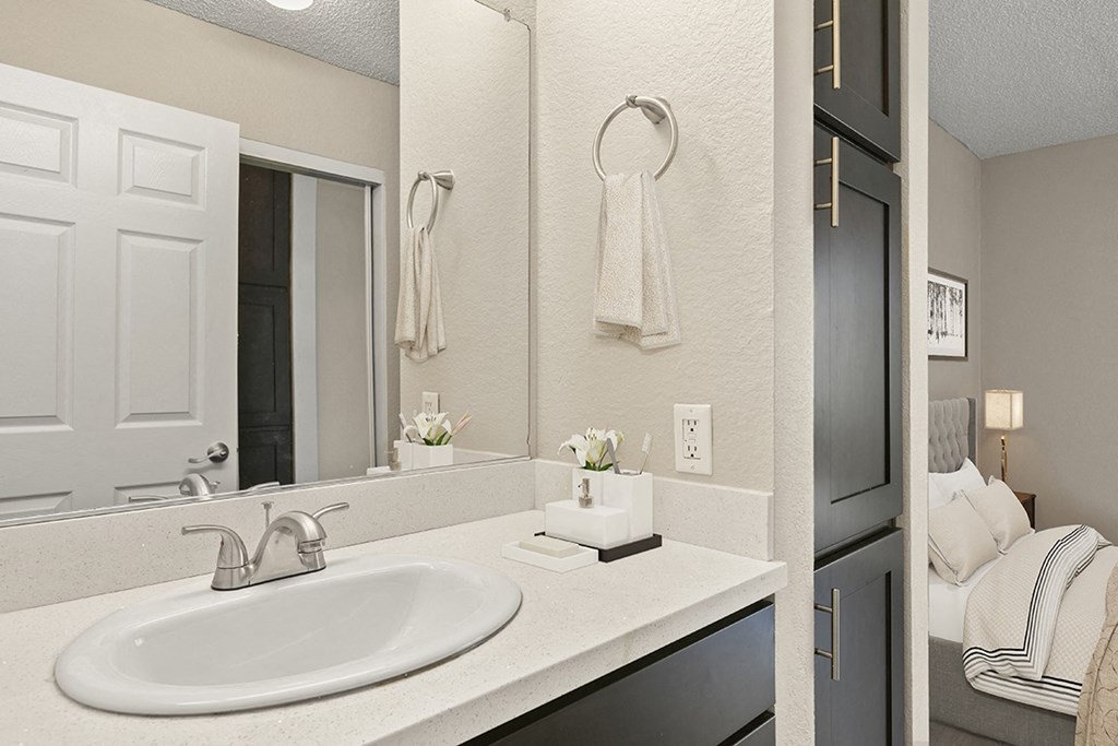 bathroom of studio apartment at Harbor Terrace Apartments, California, 90731
