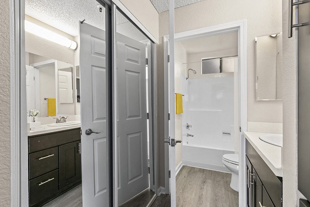 bathroom of studio apartment at Harbor Terrace Apartments, California, 90731
