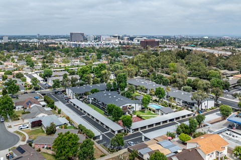 A view of a city from a high vantage point at The Arbors Santa Ana, California, 92705