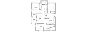 A floor plan of a house with labeled rooms such as Bedroom 1 and Bathroom 2.