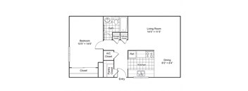 a floor plan of a house with a bedroom and a living room