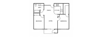 a floor plan of a home with two bedrooms and two bathrooms