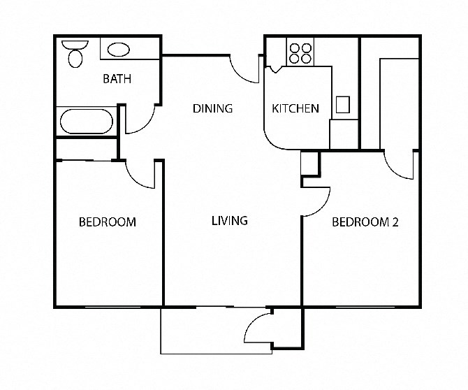a floor plan of a home with two bedrooms and two bathrooms