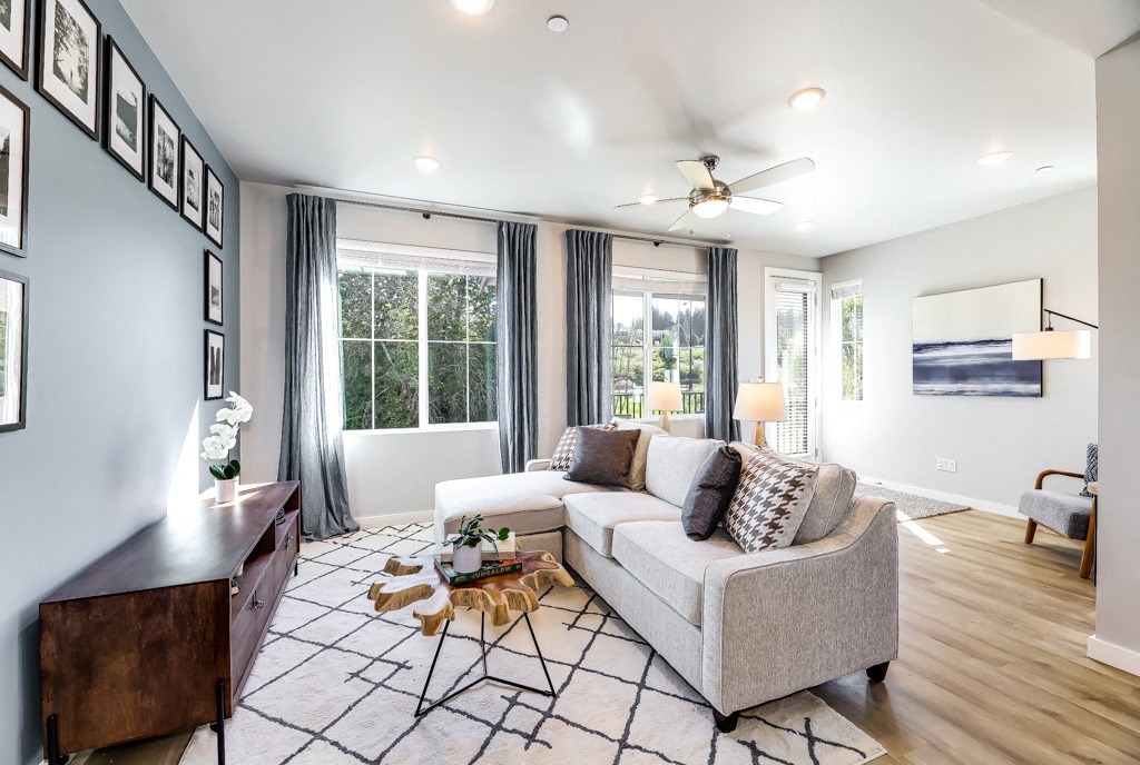 a living room with a couch and a coffee table