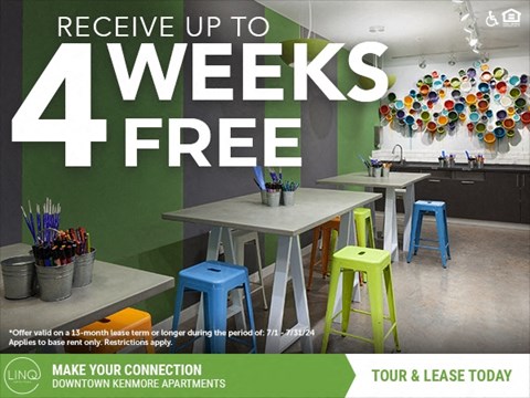 receive up to 4 weeks free a room with a table and stools
