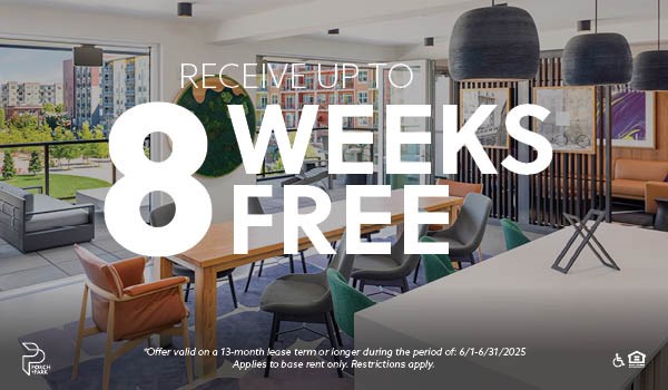 A promotional image for a 8 weeks free offer on a 13-month lease term.