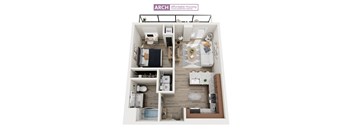 A floor plan of an ARCH Affordable Housing apartment.