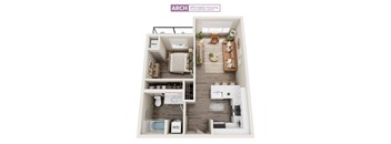 A floor plan of an ARCH affordable housing apartment.