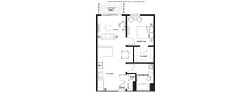 A floor plan of a house with an outdoor space available in select homes.