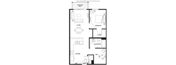 A black and white diagram of a house layout with labeled rooms.