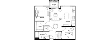 A black and white floor plan of a house with labeled rooms.