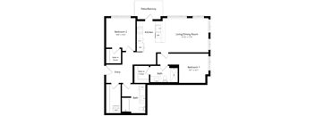 A black and white image of a house floor plan.