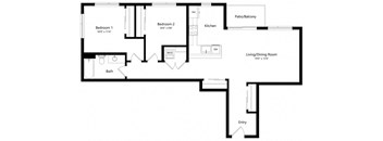 a floor plan of a house with a bedroom and a living room