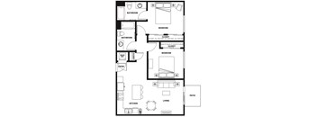 A black and white image of a floor plan for a house.