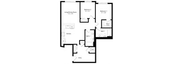 a floor plan of a house with a bedroom and a living room