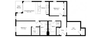 a floor plan of a house with a bedroom and a living room