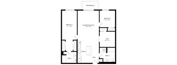 a floor plan of a house with a bedroom and a living room