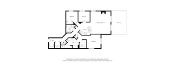A black and white floor plan of a house with labeled rooms.