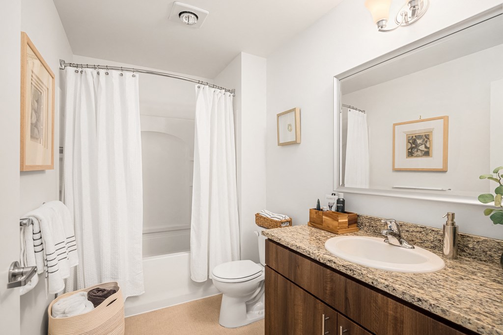 a bathroom with a sink and a toilet and a shower
