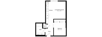 a floor plan of a house with a bedroom and a living room
